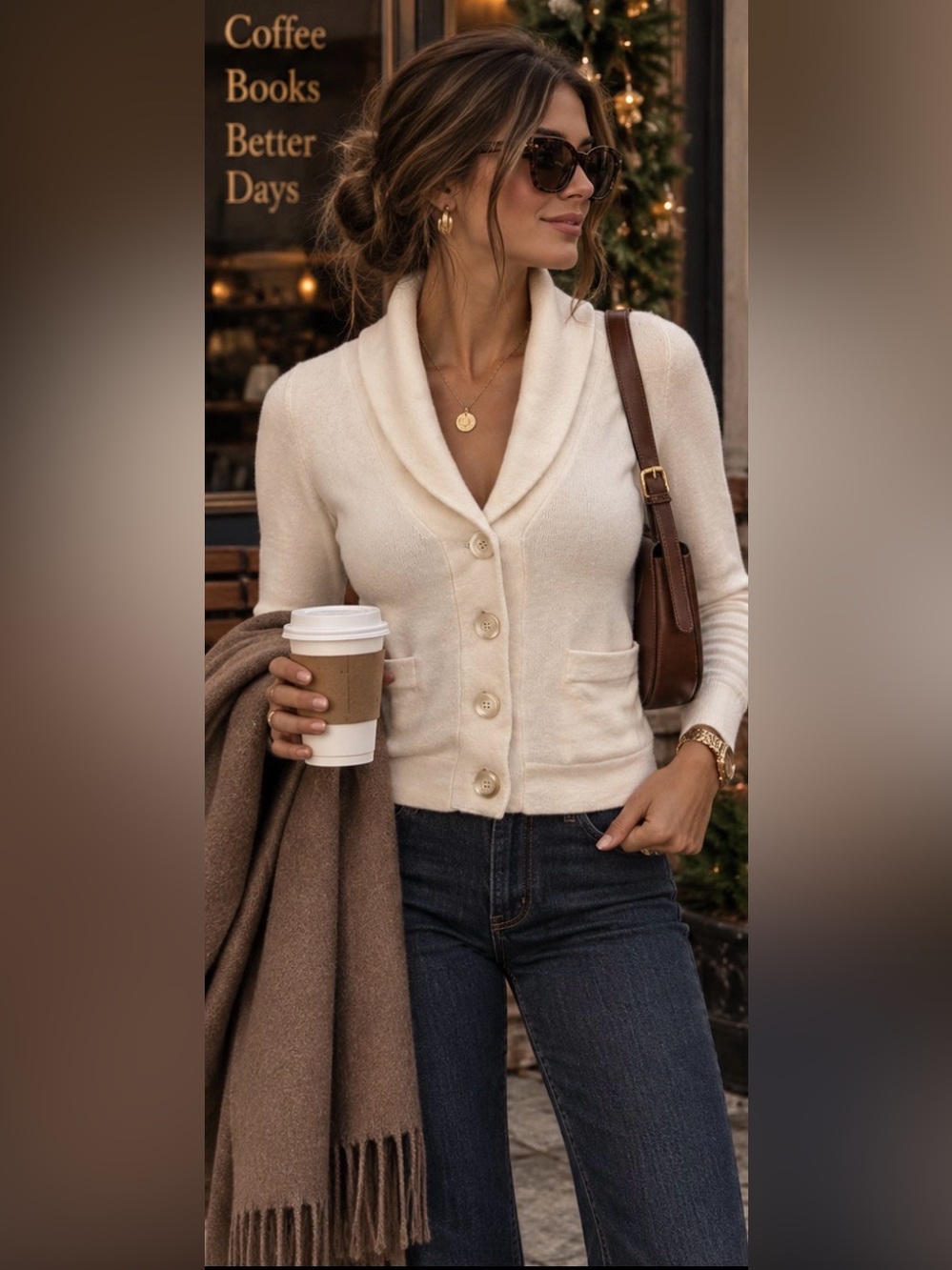 J. Crew cashmere Coquette Quiet Luxury Shawl-Collar Button Cropped Cardigan